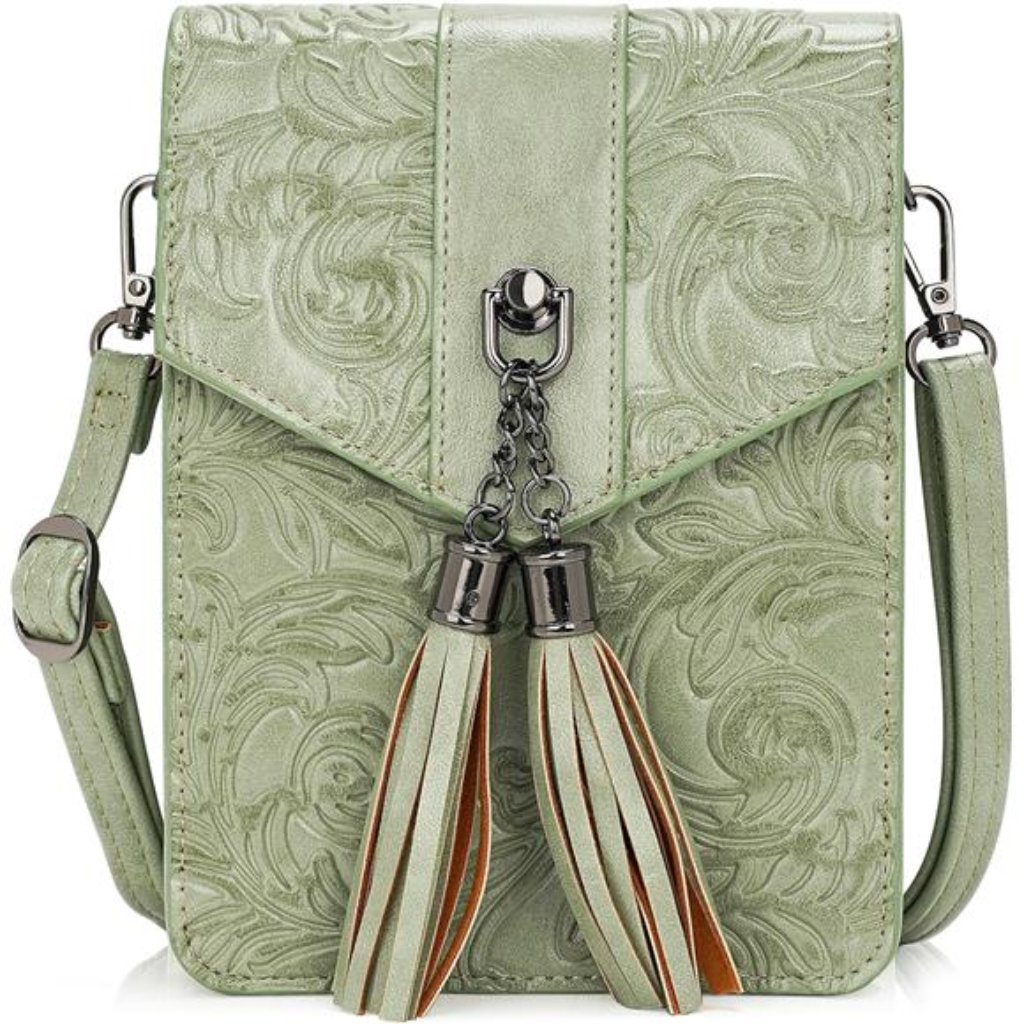 Crossbody Bags For Women Tassels Embossed Mini Phone Purse Shoulder Handbags
